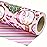 WRAPAHOLIC Reversible Gingerbread Christmas Wrapping Paper - Mini Roll - 17 Inch x 33 Feet - Pink Purple Stripes and Gingerbread Wrapping Paper for Xmas Holiday, Party Celebration