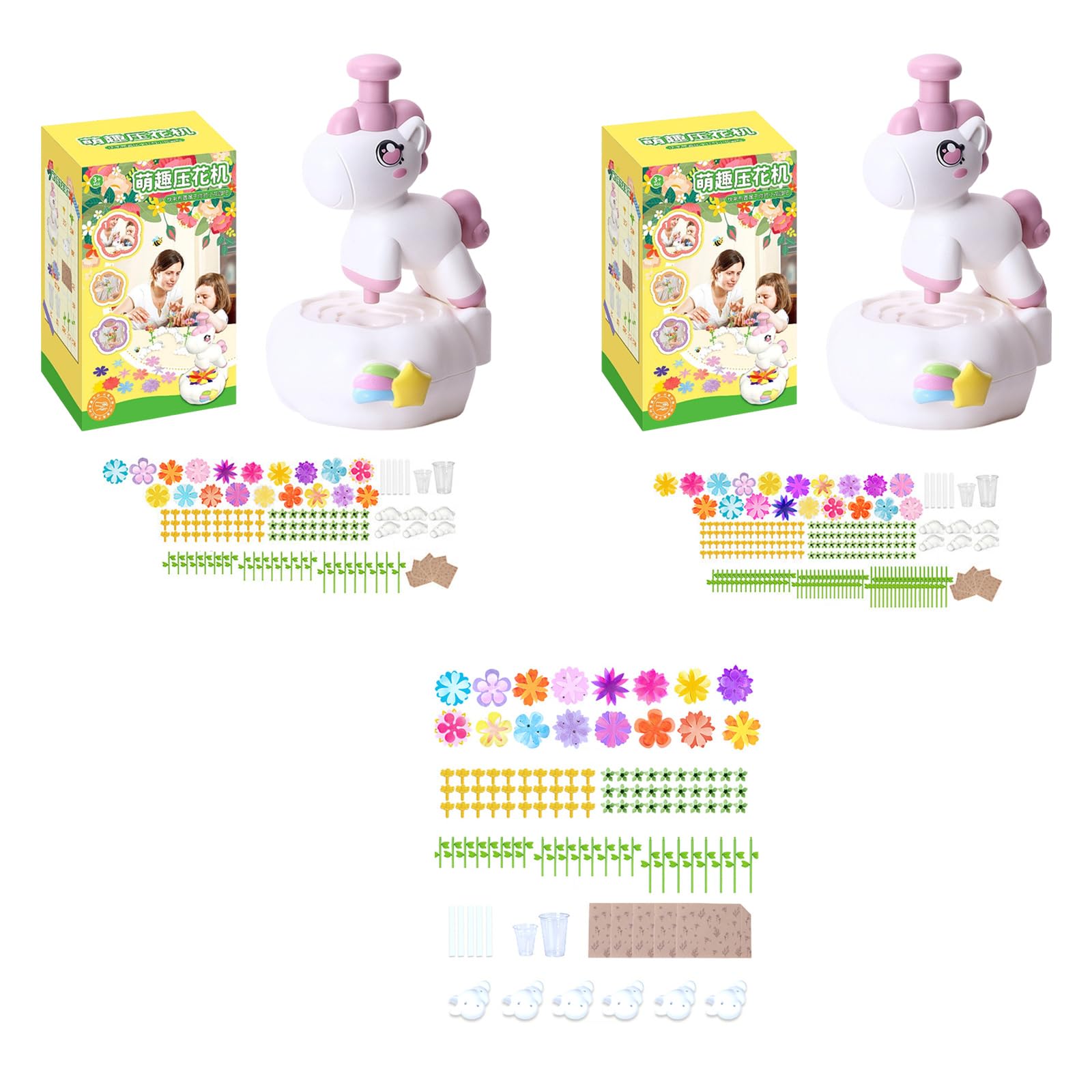 Interaktives Blumenpress Bastelset für Kinder, Spielzeug mit Blumenzubehör für Kinder und Mädchen, fantasievolles kreatives Spielen, Pressmaschinenspielzeug