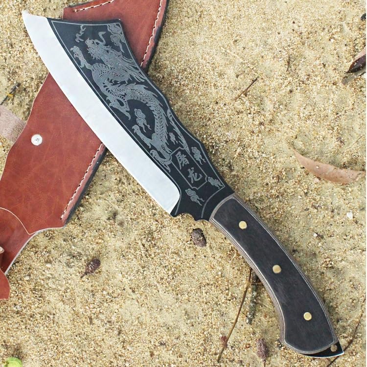 Meat Cleaver,Cleaver Knife 10 Inch Wood Chopper Knife With Holster Handmade Forge Machete Long Hatchet Longquan Kitchen Knife Big Bone Poultry Tools, LAMAJIGA5844