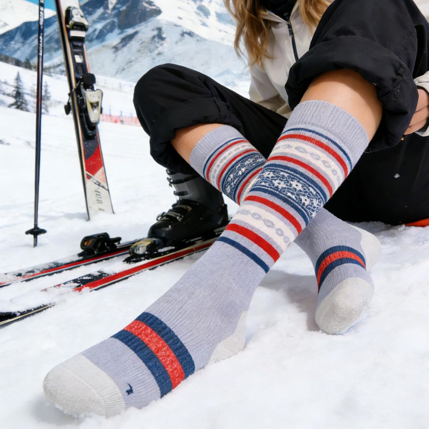 Merino Wool ski socks women,Winter Warm Skiing Socks Performance Thermal Snowboarding Socks - Image 2