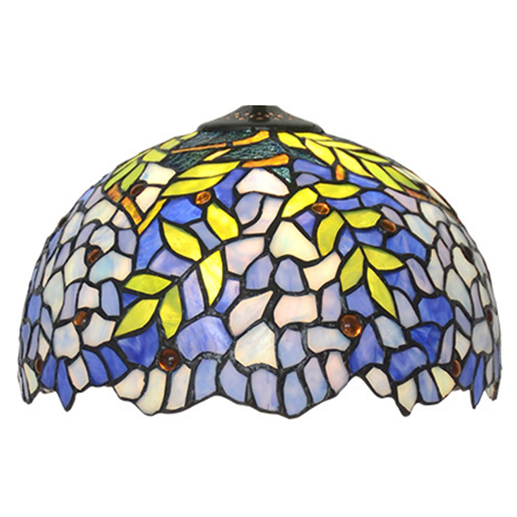 BOTOWI Tiffany Wisteria Stained Glass Lamp Shade (Only Lampshade,Exclude Accessories) Lamp Shade Replacement Blue Purple Wisteria Lampshade for Table Lamps Floor Lamp Pendant Hanging Light,12in