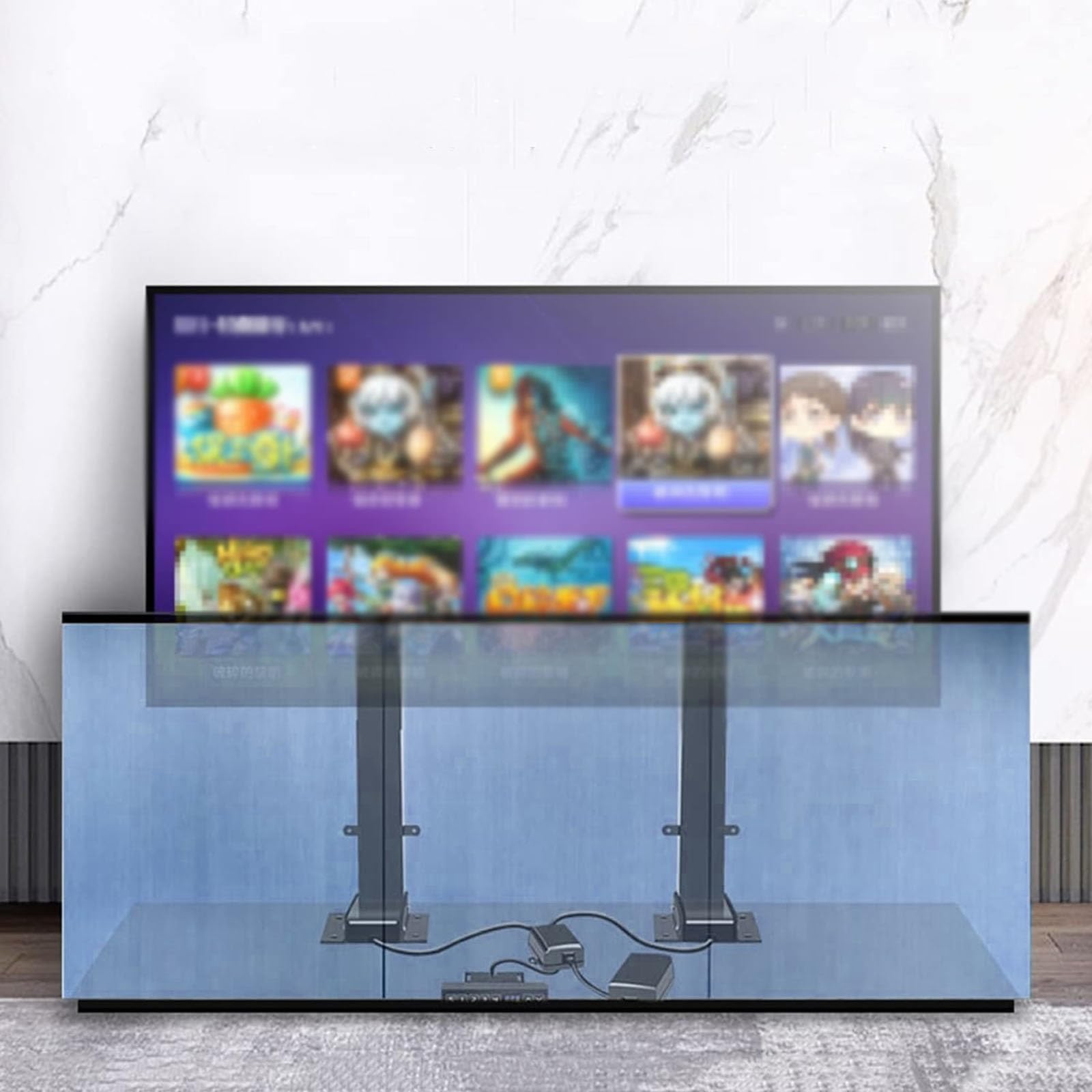 Soporte motorizado para TV - Soporte de Suelo para TV LCD, Soporte telescópico con elevación automática, Soporte Ajustable con Mando a Distancia, para televisores de