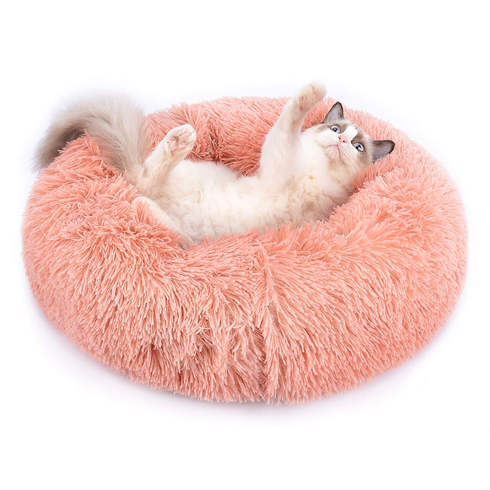 Lit de chat extra-doux confortable et lit donut pour chien XXL 100cm rose matelas chaud