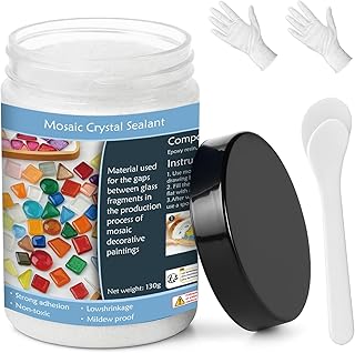 Mosaic Grout for Crafts – White Quick-Dry Crystal Tile Grout, Ready-to-Use Caulking Agent for DIY Glass Art, Handmade Gifts & Mosaic Kit Supplies (130g)