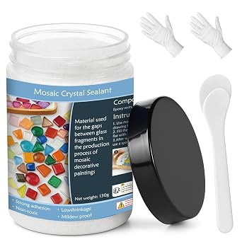 Mosaic Grout for Crafts White Quick-Dry Crystal Tile Grout, Ready-to-Use Caulking Agent for DIY Glass Art, Handmade Gifts & Mosaic Kit Supplies 130g