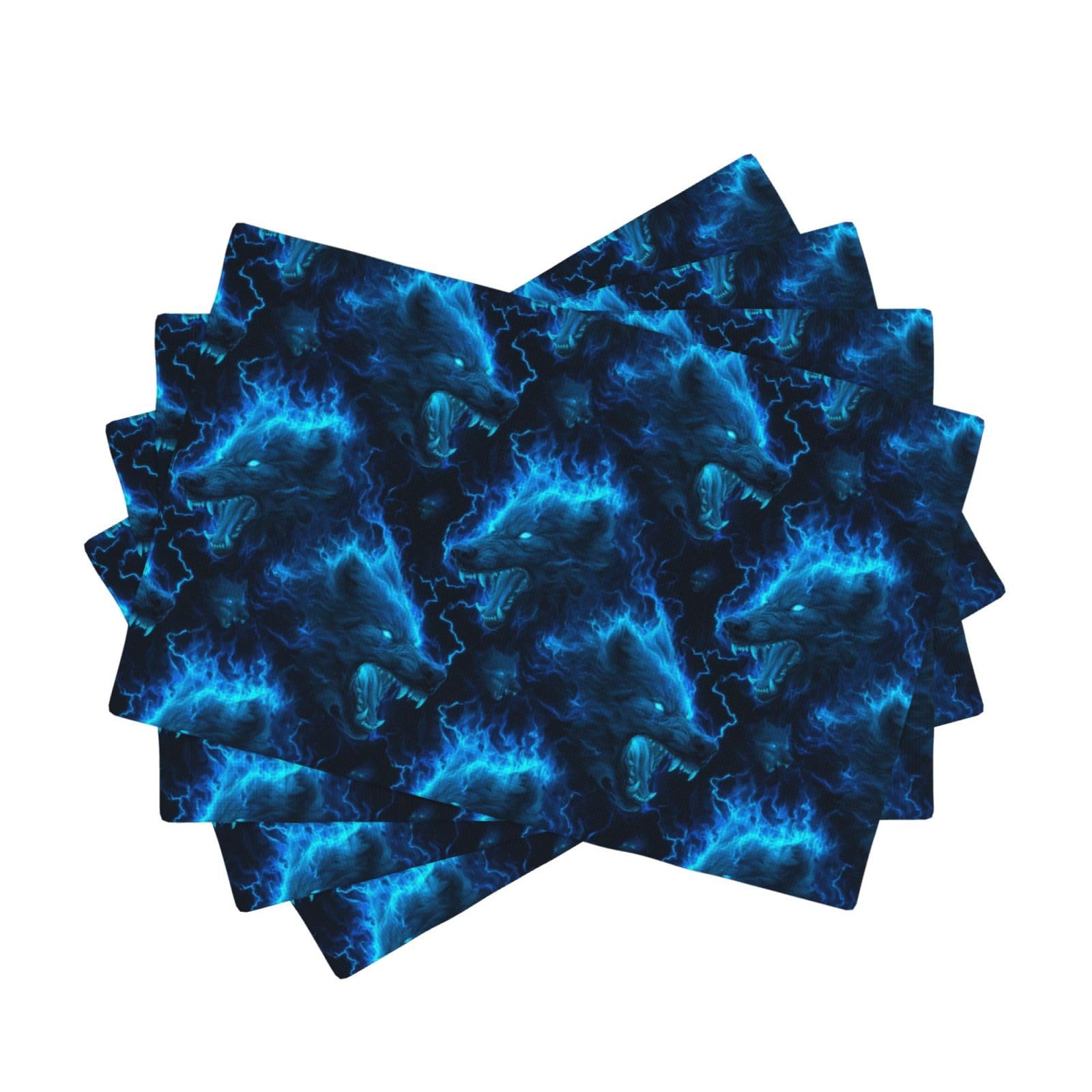 Sets de table imprimé flammes 30,5x45,7 cm lavables en faux lin pour fête