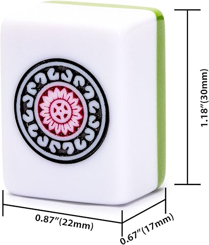 Miniatura 4 de Yellow Mountain Imports Set de Mahjong Riichi japonés - Azulejos grandes blancos y verdes, estuche de vinilo - Incluye ficha del Viento del Este,