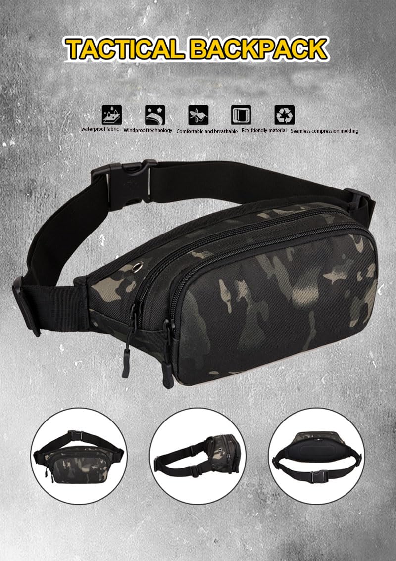 Tactical Waist Pack Portable Fanny Pack Outdoor Army Waist Bag Military Waist Pack for Cycling Camping Hiking Night camouflage., M - Image 4