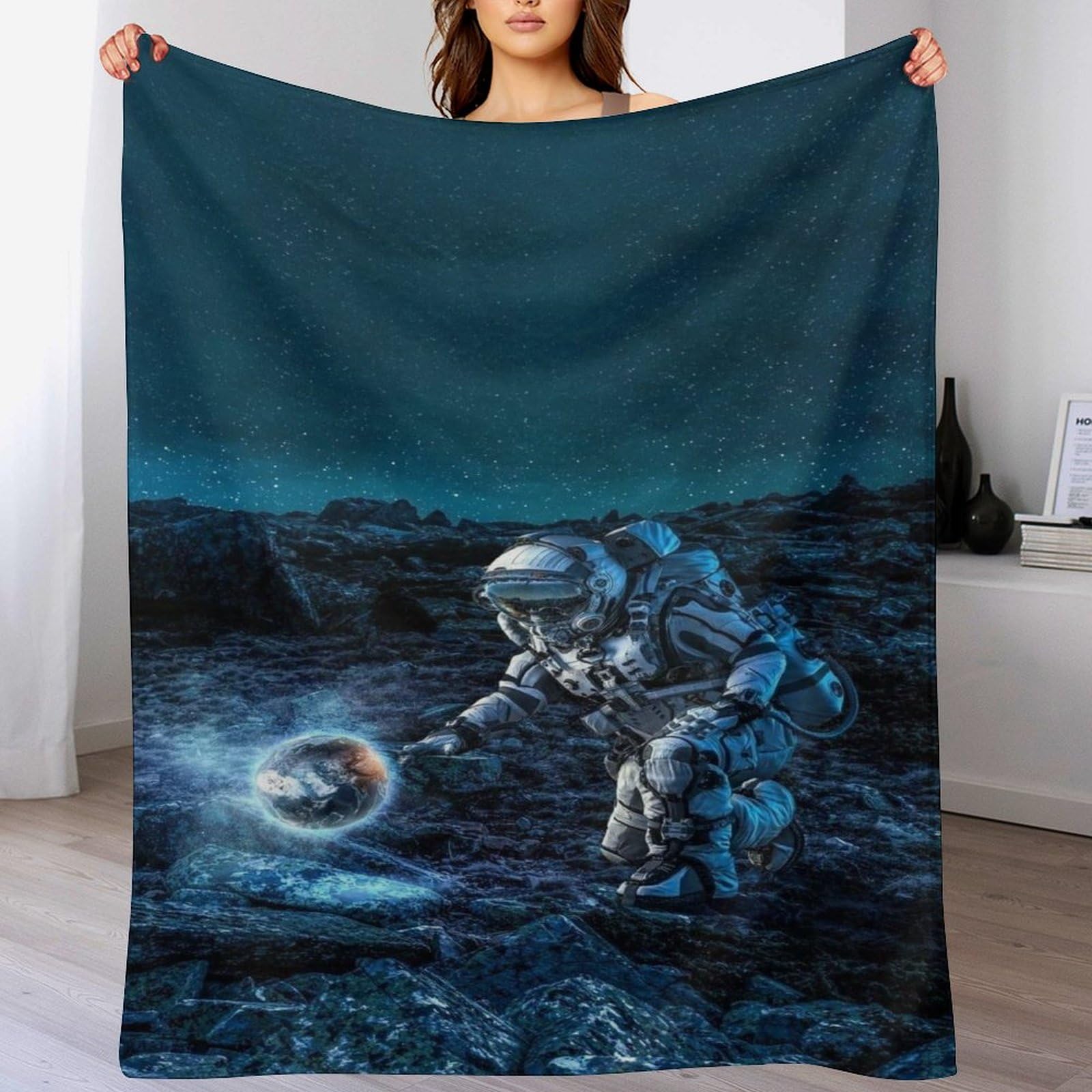 Couverture astronaute en flannel 150x200 cm plaid polaire peluche