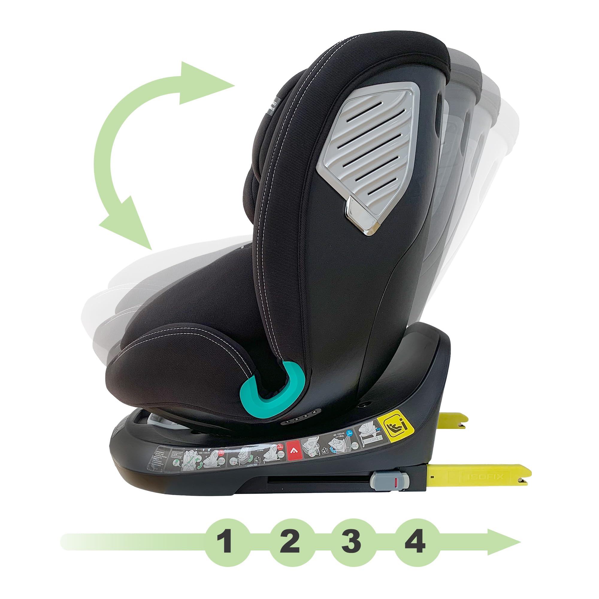 XOMAX G409 IOT Asiento infantil giratorio 360°, ISOFIX I crece, 0 – 36 kg, 0 – 12 años, grupo 0+/1/2/3, arnés de 5 puntos, cinturón de 3 puntos, funda lavable I ECE R129