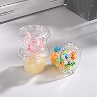 Vista 5 de EDI [1 onza, 100 juegos] Vasos de plástico desechables transparentes con tapas a prueba de fugas Jello Shot, condimento, salsa de inmersión, tazas