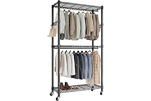 T1 Heavy Duty Rolling Coat Rack with Wheels
