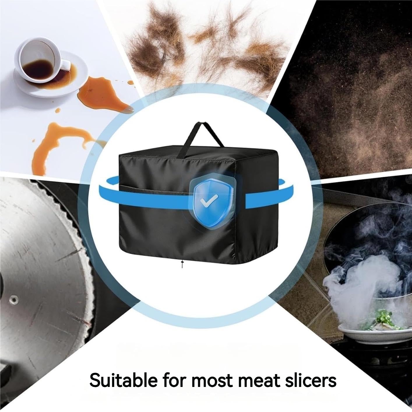 Copertura Protettiva per Affettatrice in Tessuto Oxford 600D Impermeabile e Antipolvere - Custodia Universale con Tasche Portaoggetti e Manici per Cucina (Marrone, 52 * 45 * 38cm)