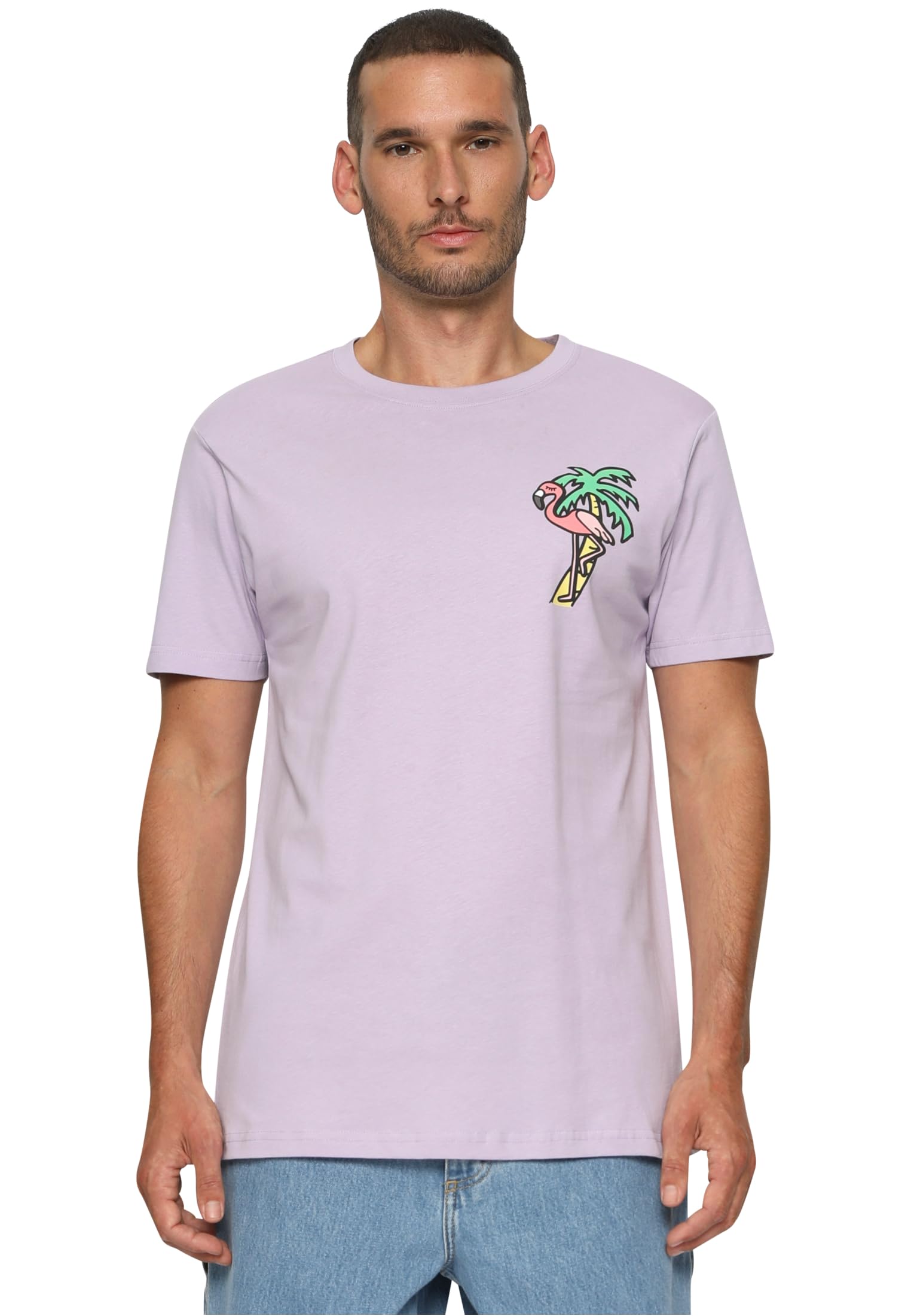 Mister Tee Men's Flamingo T-Shirt Round Neck, Fliederfarben, XL