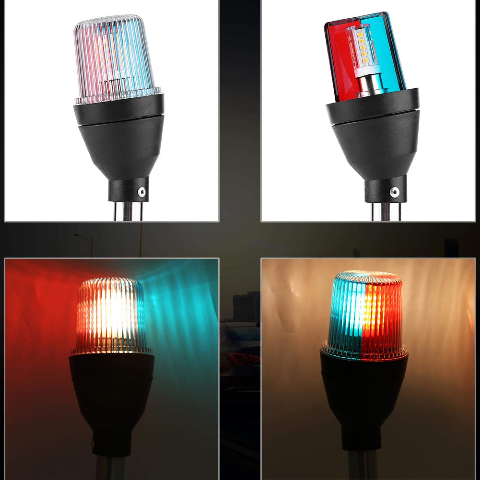 Fydun La Lampe De Navigation De LED, Yacht De Bateau Marin De Rivage RéGlable ImperméAble à l'eau Signal Lumineux Se Replient vers Le Bas De L'Ancre De Poupe