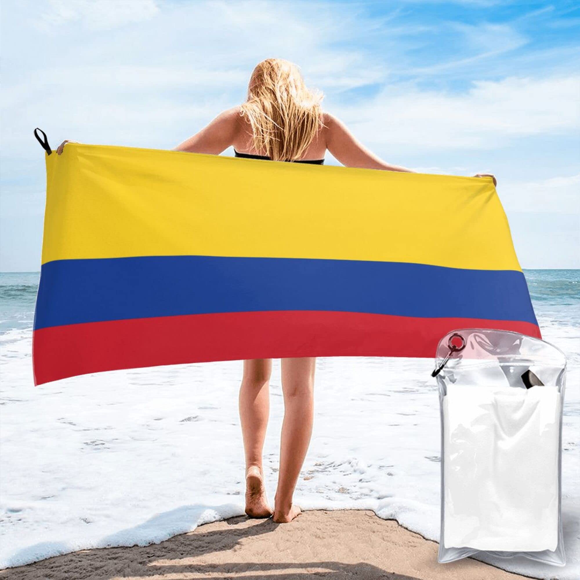 Lsjuee Colombia Flag Microfiber Beach Towel-Quick Dry Oversized Towels Blanket for Travel Pool Camping
