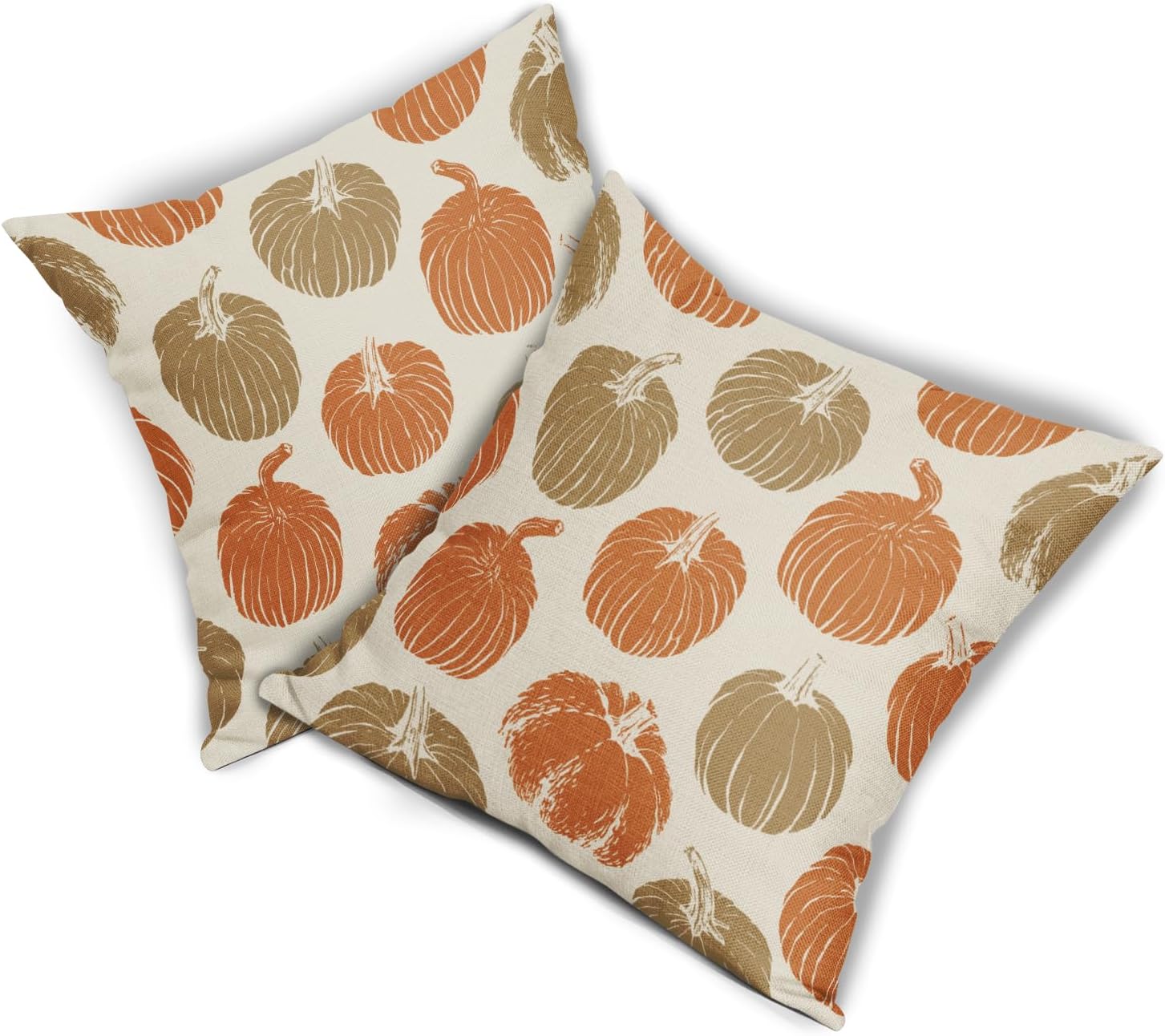Brown Orange Pumpkin Fall Pillow Covers 24x24 Set of 2 Autumn Harvest Print Thanksgiving Decorative Throw Pillows Outdoor Farmhouse Cushion Case Seasonal Decor for Couch Sofa Bed