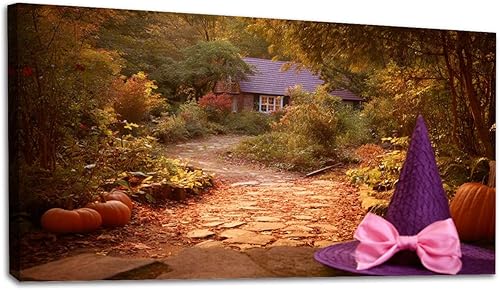 Vista 8 de 30"x 60" Canvas Wall Art Moody Ghost Autumn Vintage Halloween Spooky Fall Ghosts Framed Pictures Painting Prints Large Wall Art for Living Room