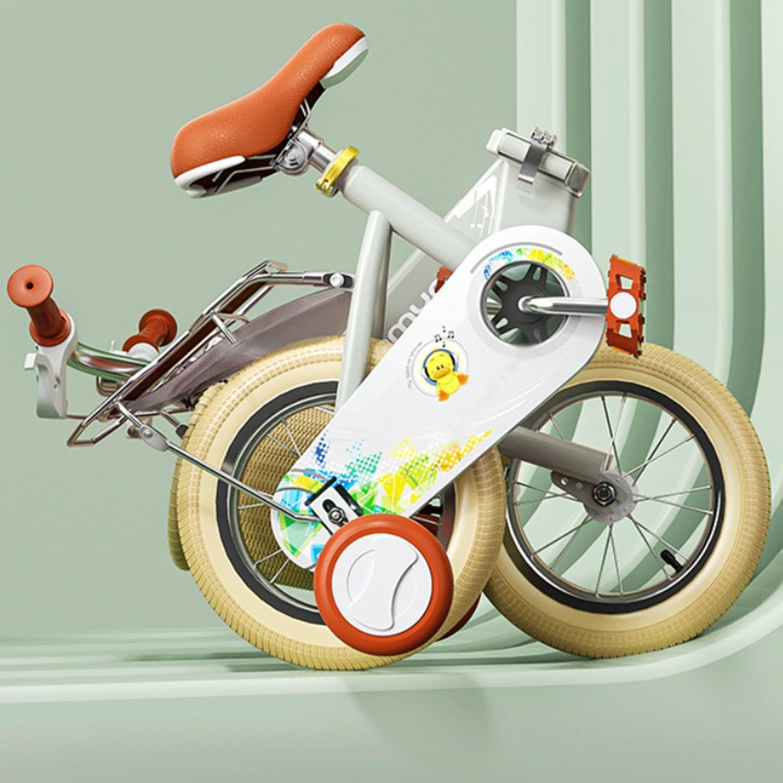 Drehauto-Kinderfahrrad, Alter 2–9 Jahre, Fahrräder mit Puppen-Fahrradsitz und Korb, faltbares Fahrrad-Spielzeug