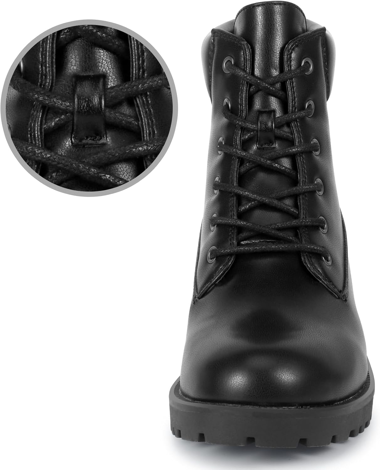 Heels Charm Women’s Ankle Booties Lace Up Non-Slip Combat Boots for Women 2 Inches Low Chunky Boots Round Toe Ankle Boots for Winter Women Short Boot Shoes for Hiking Traveling Outdoor - Image 5