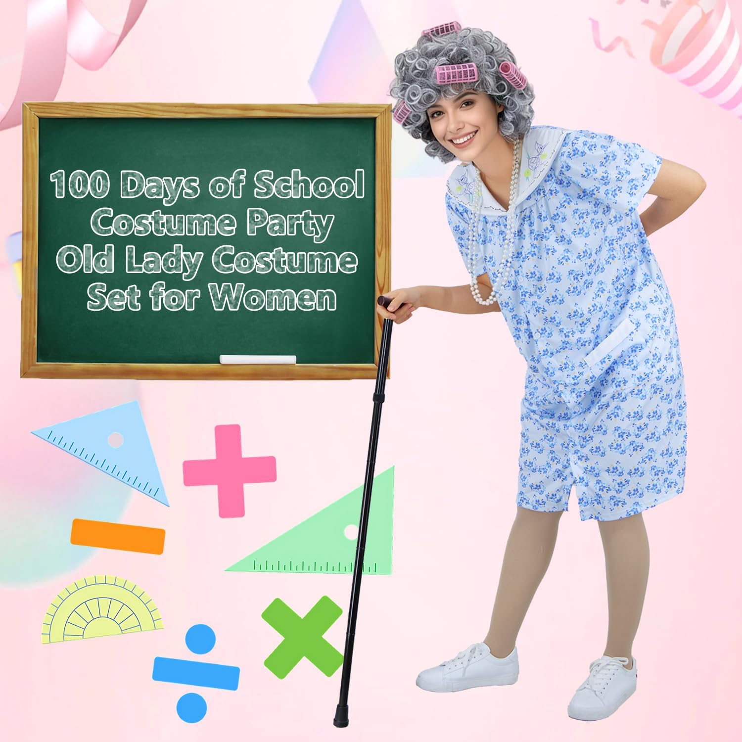 Adult Old Lady Costume for Women 100 Days of School Costumes Grandma Dress for Halloween Old Lady Cosplay - Image 6