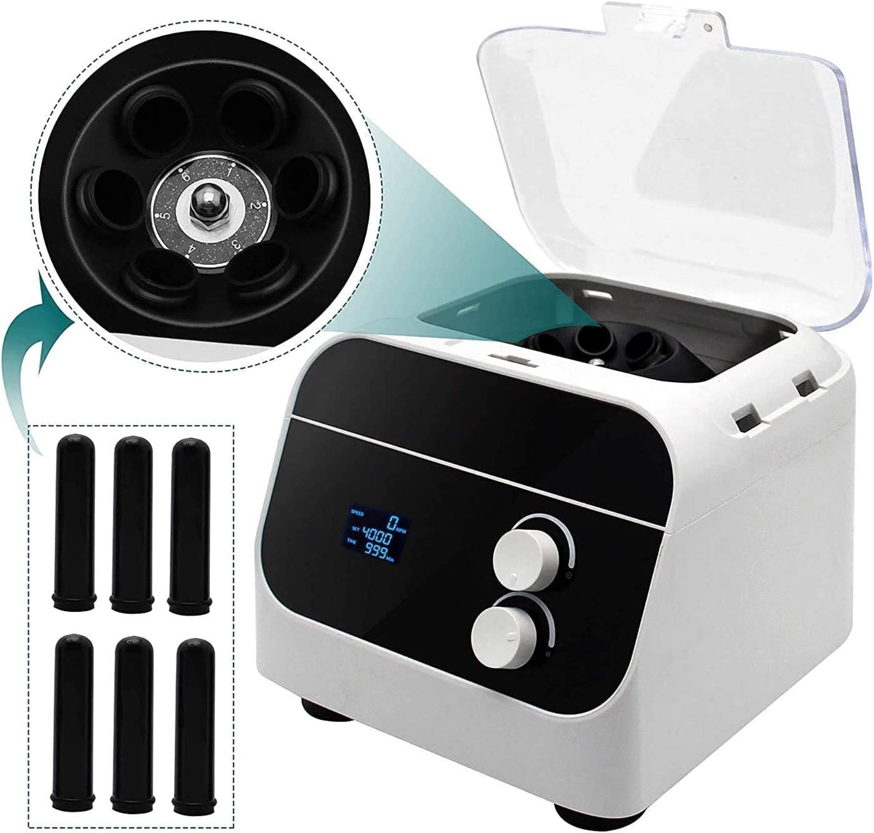 AADECORElectric Centrifuge Machine Digital LCD Display Desktop Lab Benchtop Intelligent Centrifuges with Timer and Speed Control 110V/110V