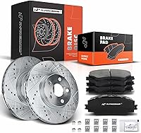 A-Premium 10.83" Drilled & Slotted Front Brake Rotors + Ceramic Pads Kit for Pontiac Vibe, Scion xD, Toyota Corolla & Matrix - 6PC Set