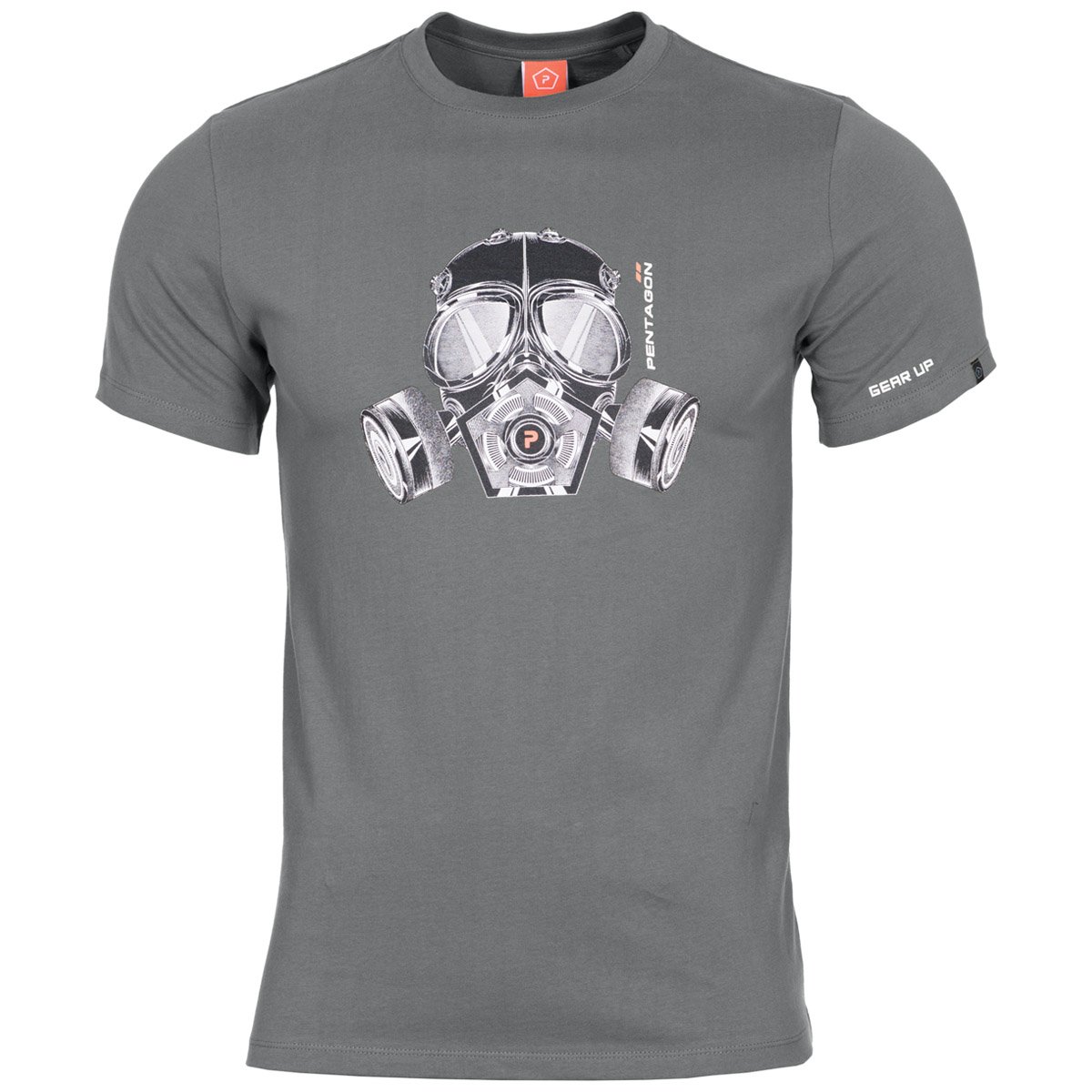 Pentagon Men's Wolf Grey Ageron T-Shirt Gas Mask Size M