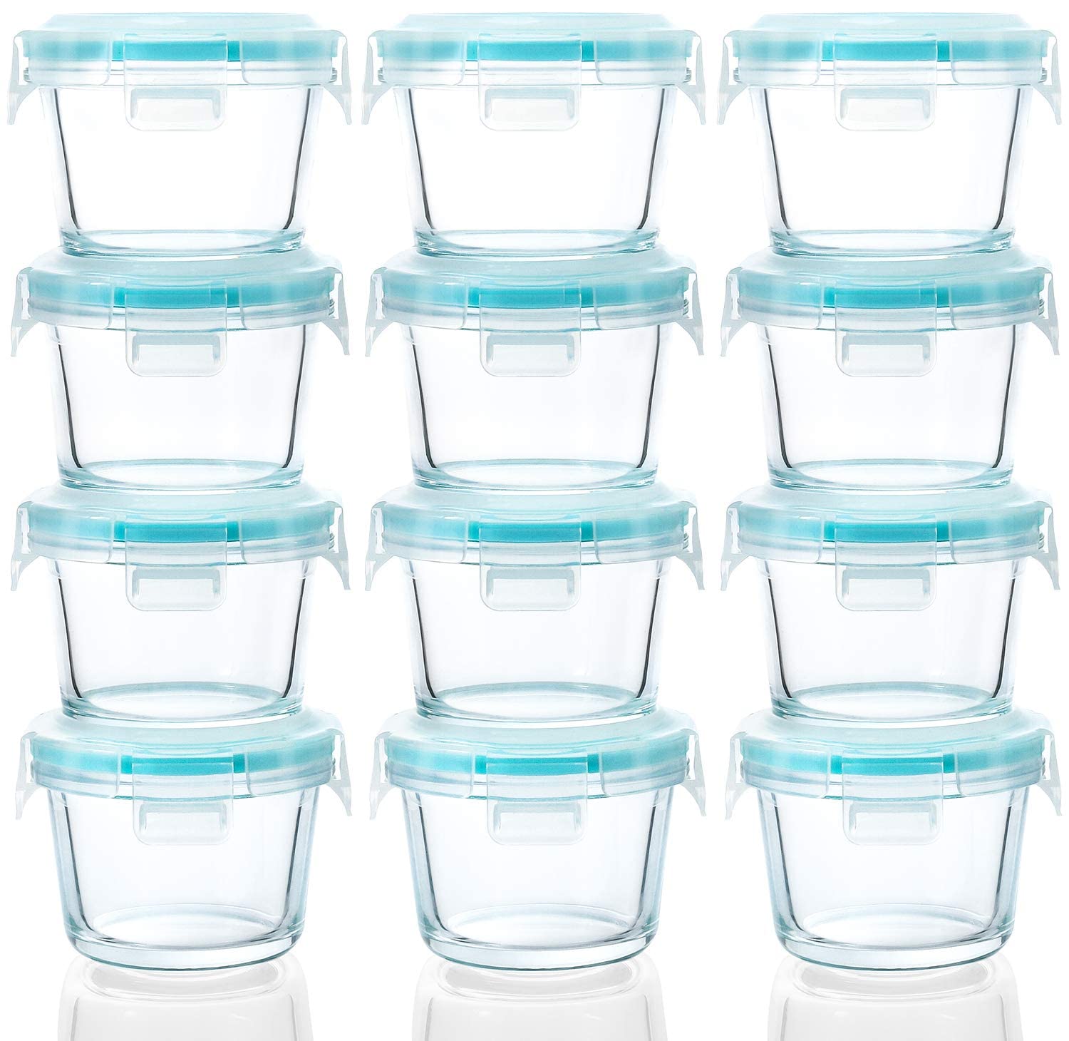 Tycom Airtight & Leakproof Baby Food Containers - Baby Food Storage Pods for Effortless Mealtime - Set of 12 Round 12pcs Round Blue