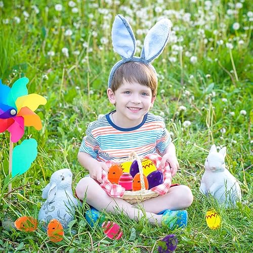 Miniatura 6 de WODMAZ 36 huevos de Pascua brillantes impresos de plástico de 3.4 pulgadas, varios estampados y colores para niños, rellenos de cesta de Pascua,