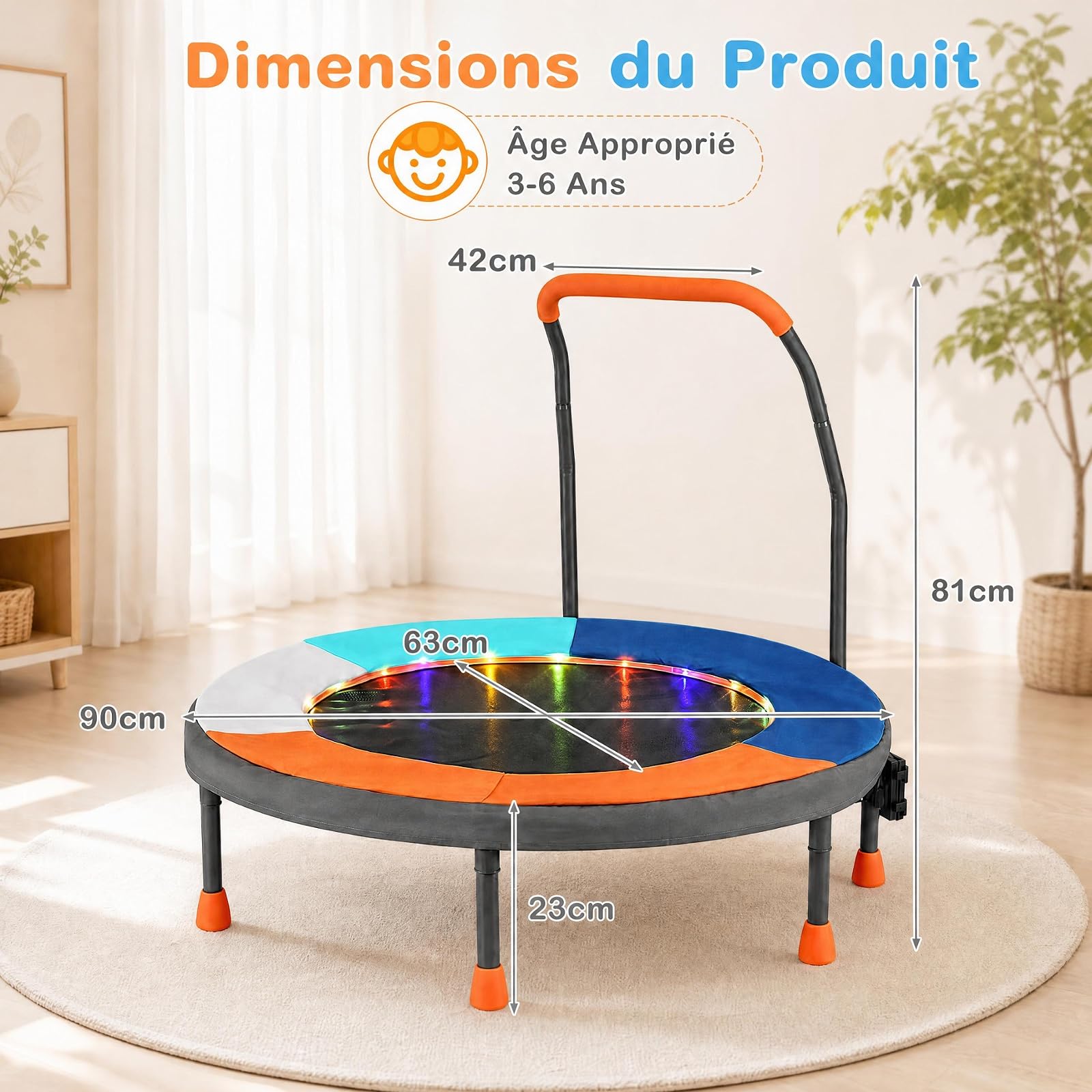 GOPLUS Trampoline Intérieur Enfant Ø90CM,Mini Trampoline Enfant