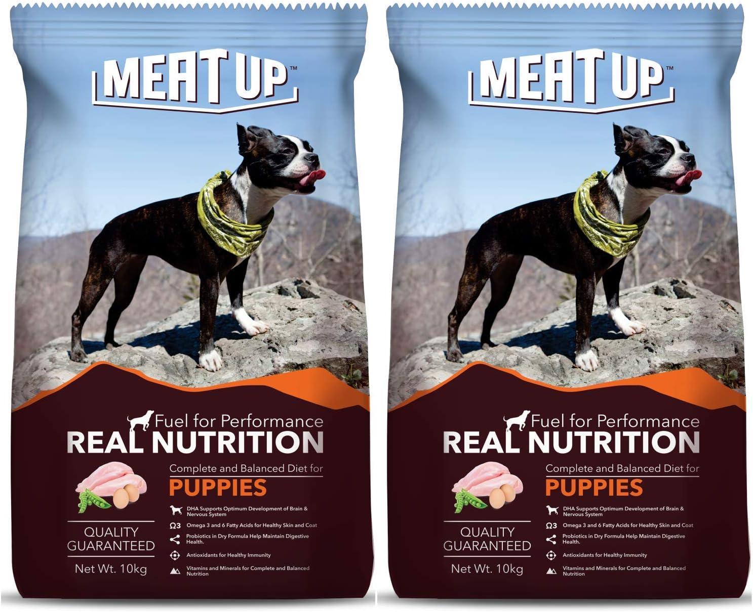 Meat Up Puppy Dry Dog Food 20kg (10kg + 10kg) | Real Chicken Flavor | Supports Brain & Nervous System Development | Promotes Digestive Health | Enriched with Vitamins and Minerals