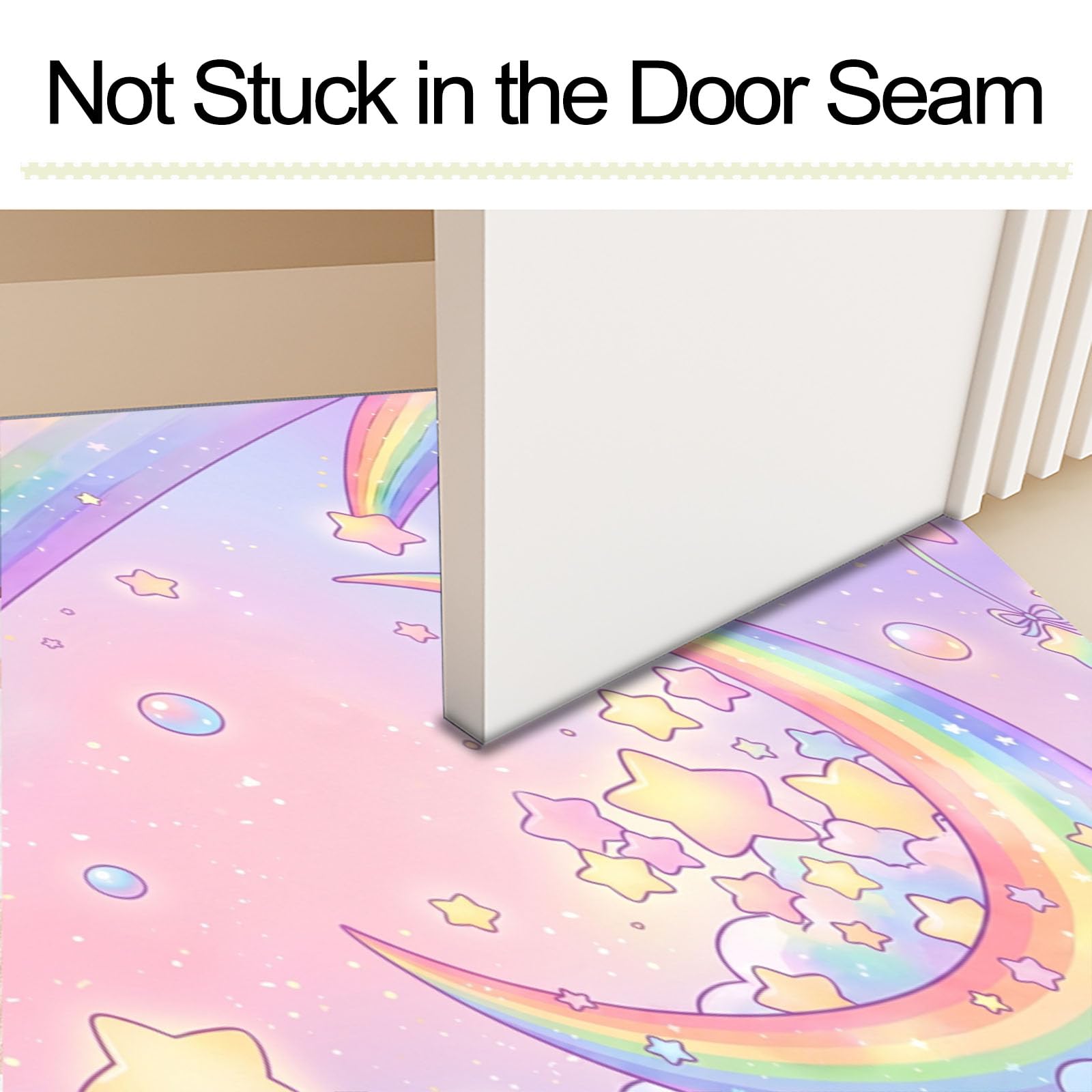 Felpudo Entrada Casa Arcoíris Lunar 80x120cm | Alfombra de Puerta Estilo De Chica Soñadora, Felpudo de Bienvenida, Antideslizante, Alfombra Decorativa de Perfil bajo para Pasillo y Sala
