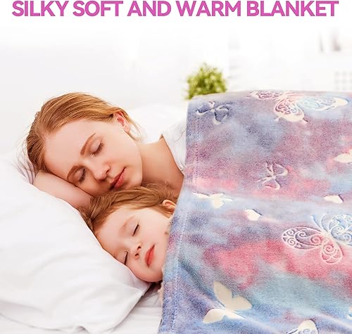 Miniatura 4 de Manta que brilla en la oscuridad, regalos de mariposa para niñas, manta suave de 3, 4, 5, 6, 7, 8, 9, 10 años, juguetes para niñas de 6 a 8 años,