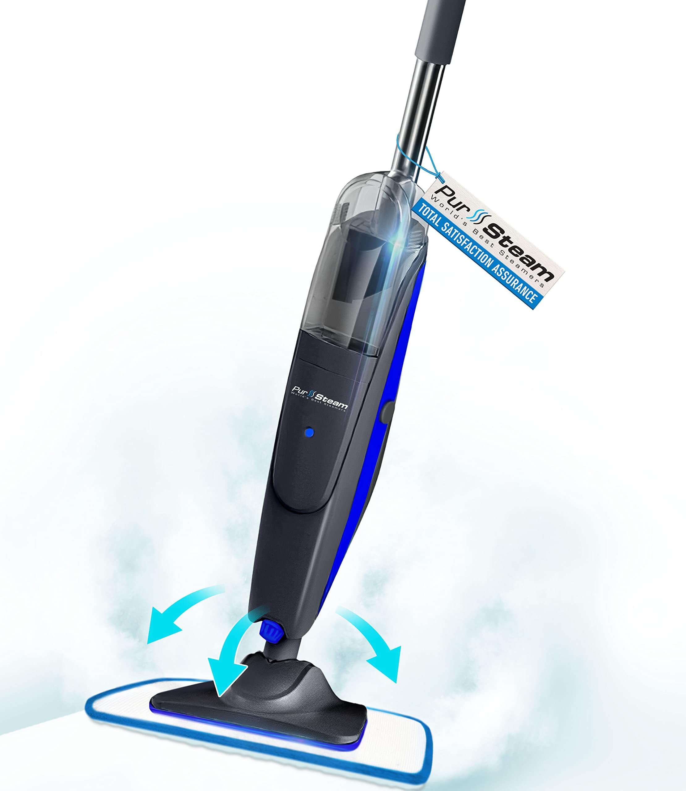 PurSteam Steam Mop Cleaner, Steam Mops for Floor Cleaning - Hardwood/Tiles/Vinyl/Marble - Steam Cleaner for Kitchen - Multifunctional Whole House Steamer, Blue