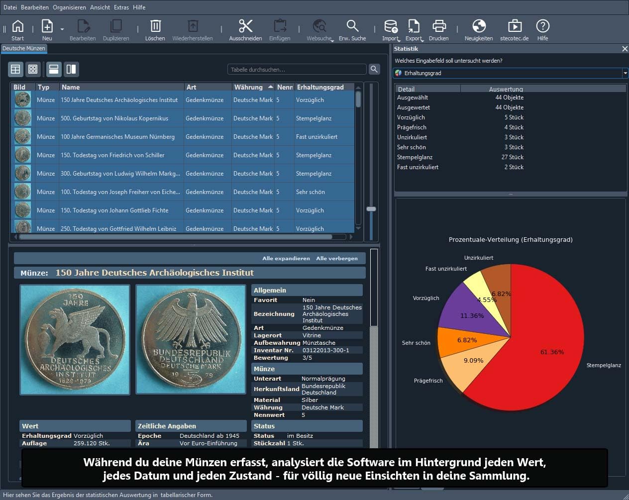 Münzen Software - Stecotec Münzen-Verwaltung Pro 3 - Programm f. Ihre Münzsammlung - Numismatik - Datenbank - CD-ROM