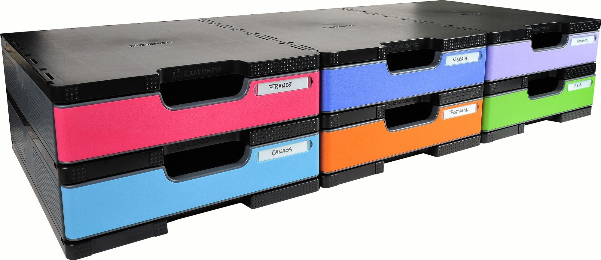 Exacompta - Réf. 340714D - MODULODOC - Système de classement modulaire pour documents A4+, modules à cases de hauteur normale 5,6 cm - Dimensions : 36,3 x 30,5 x 10,5 cm - coloris noir/gris foncé