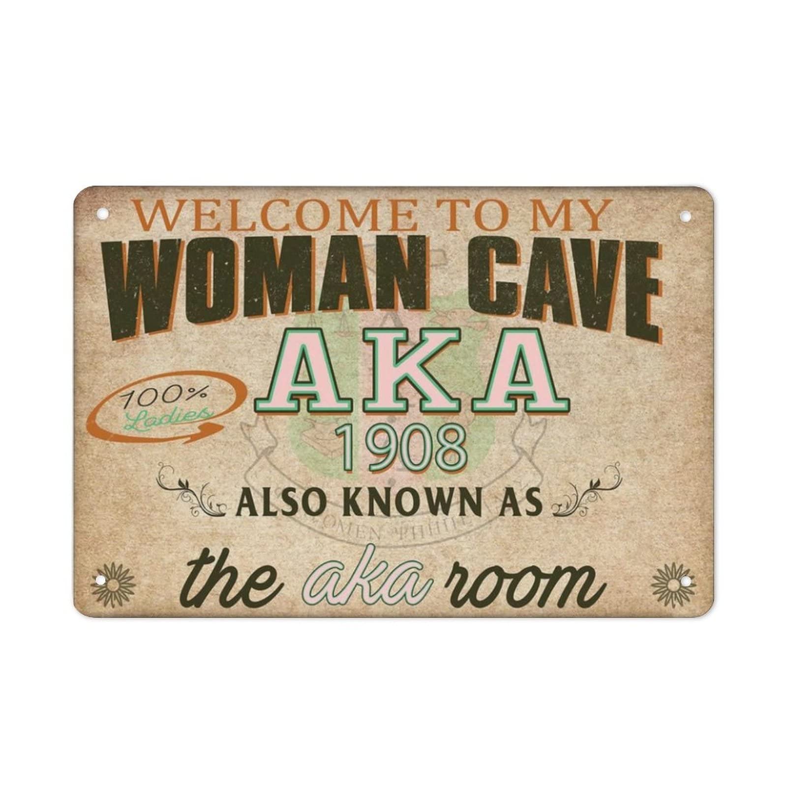 AOOEDM Welcome to My Woman Cave Wall Metal Tin Sign for Home Bar Pub Kitchen Wall Art Deocr Man Cave Vintage Metal Sign Poster Plaque Signs Quotes Sign