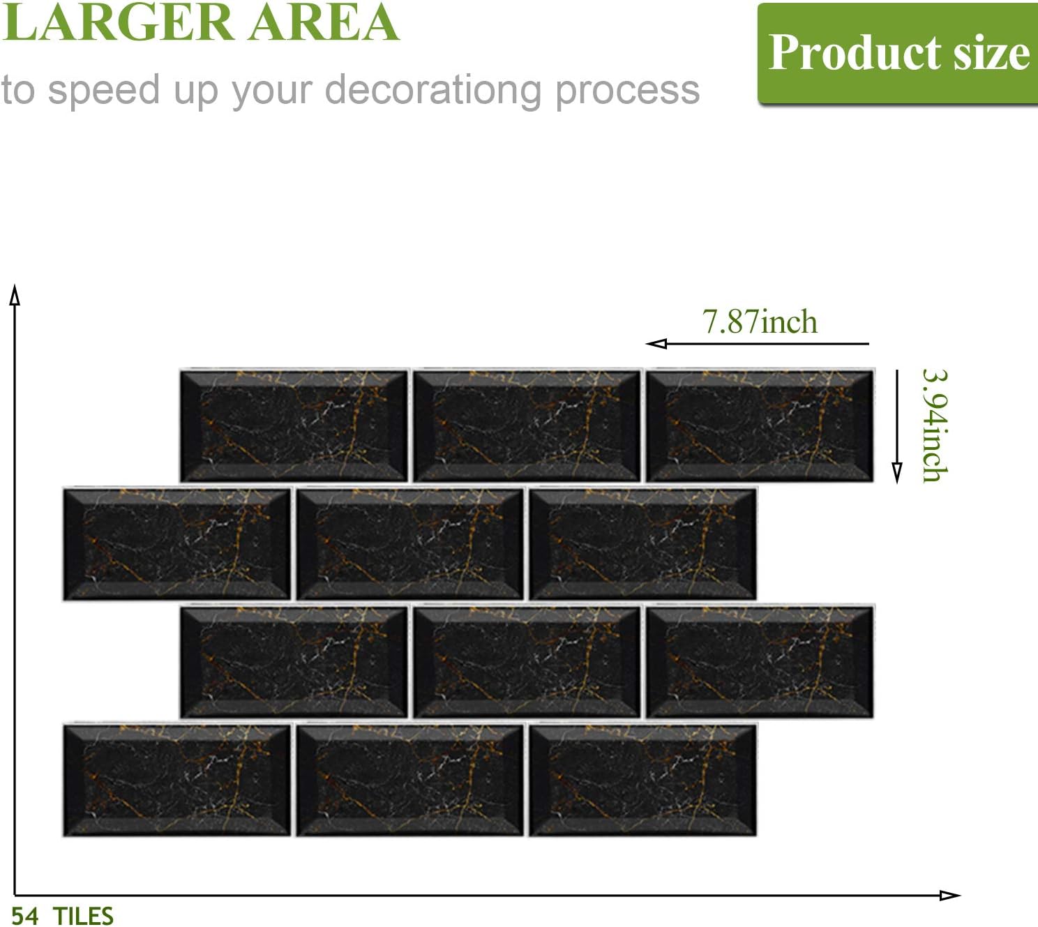 Review Amberfor 54 PCS Peel and Stick Backsplash Wall Tiles 3D PVC Self-Adhesive Subway Tiles Decoration for Kitchen Bathroom - 7.87×3.94″/Sheet, Marble Pattern (11.625 sq.ft, Black) Best Deal Product Amberfor 54 PCS Peel and Stick Backsplash Wall Tiles 3D PVC Self-Adhesive Subway Tiles Decoration for Kitchen Bathroom - 7.87×3.94″/Sheet, Marble Pattern (11.625 sq.ft, Black)