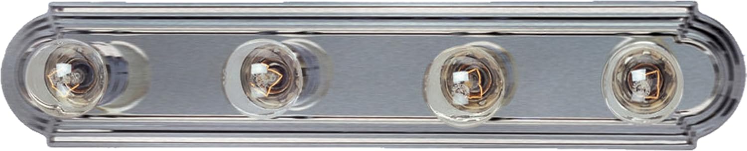 Maxim Lighting Essentials 4-Light Bath Vanity Light | Satin Nickel Finish | Transitional Bath Vanity Light | Ideal for Bathrooms & Powder Rooms | Dimmable Damp Rated | 7124SN