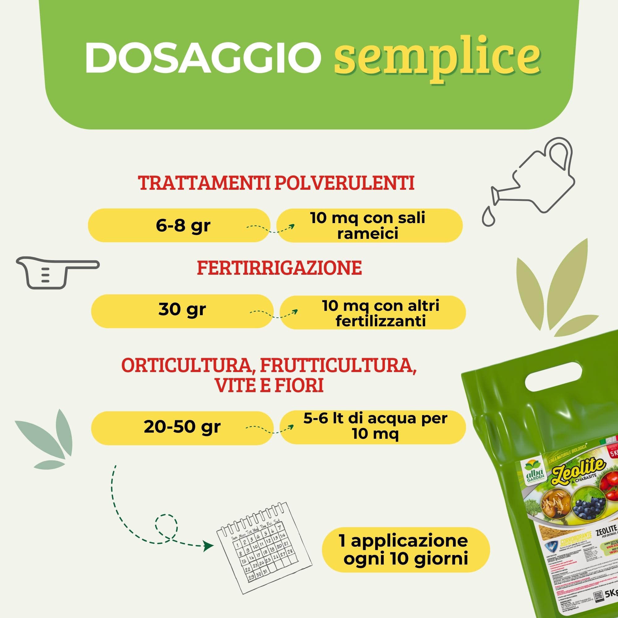 Albagarden - Zeolite per Agricoltura MAXI x 5 KG - Polvere di roccia, Potenziatore delle difese naturali Effetto Insetticida e Fungicida - Zeolite per Piante