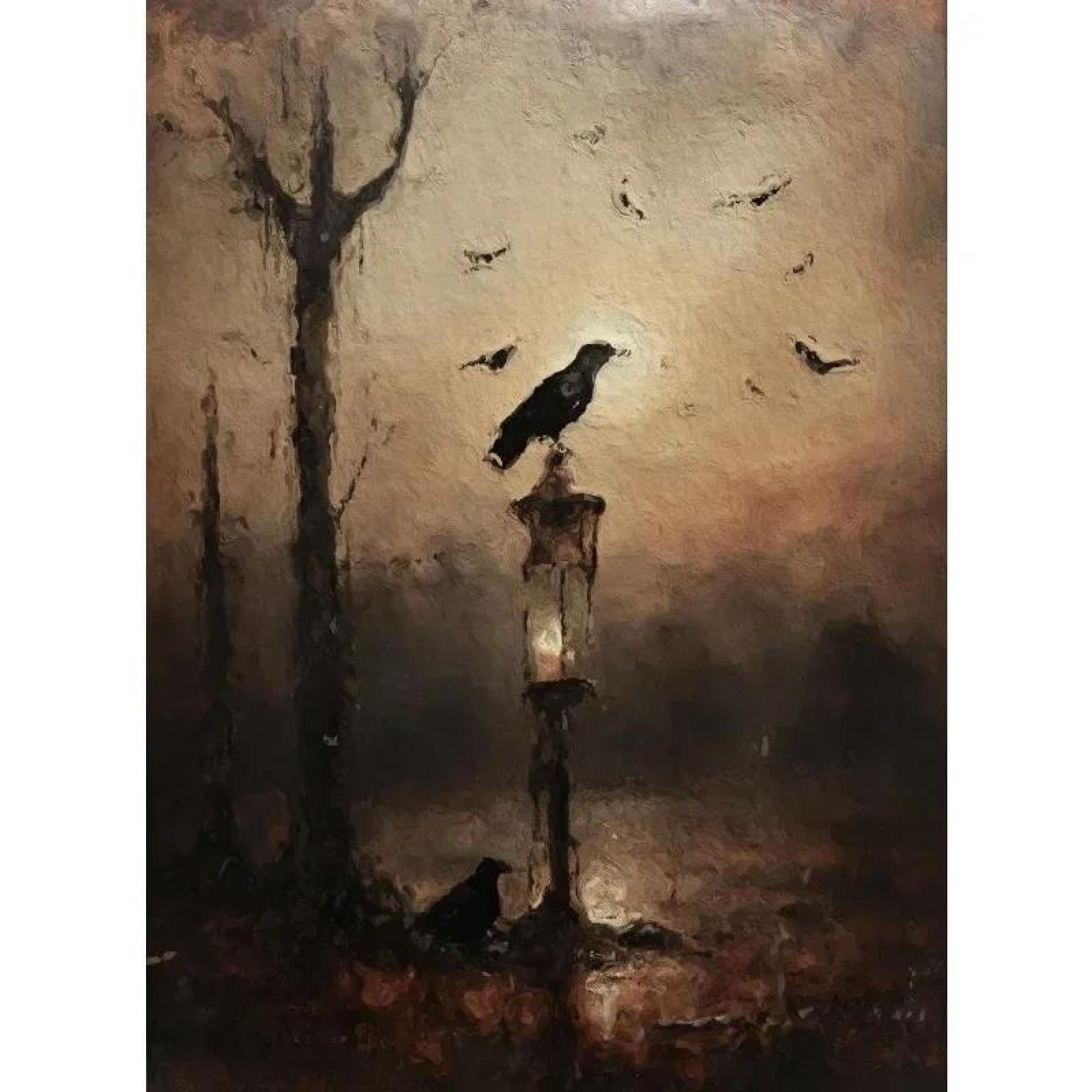 Baibexing Vintage Bird Raven Poster Prints Abstract Crow Dark Canvas Painting Wall Art For Living Room Home Decor A7 30X40Cm Unframed
