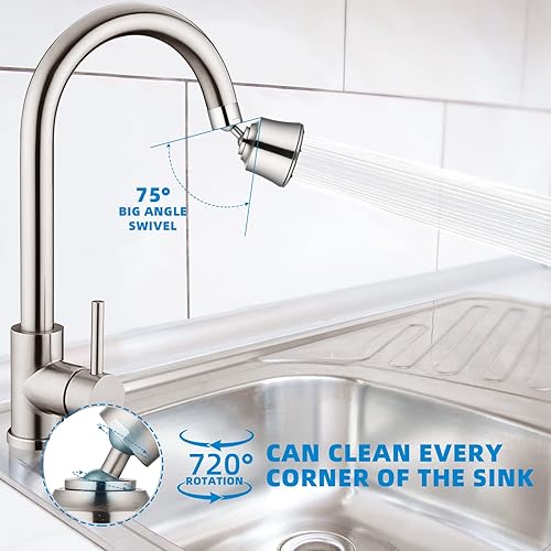 Miniatura 5 de 360 Faucet Aerator, Faucet Sprayer Attachment, Swivel Kitchen Faucet Head, Faucet Aerator for Kitchen 5564-27UNS Female Thread, 4 Spray Modes, 2