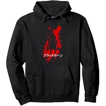 Bloodborne Splatter Kanji Silhouette Video Game Pullover Hoodie