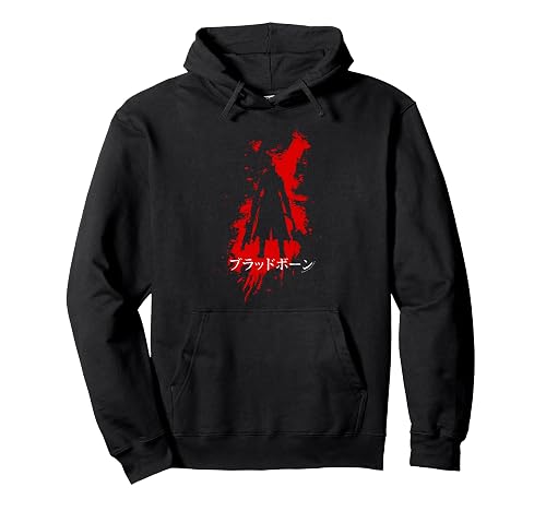 Splatter Kanji Silhouette Video Game Pullover Hoodie
