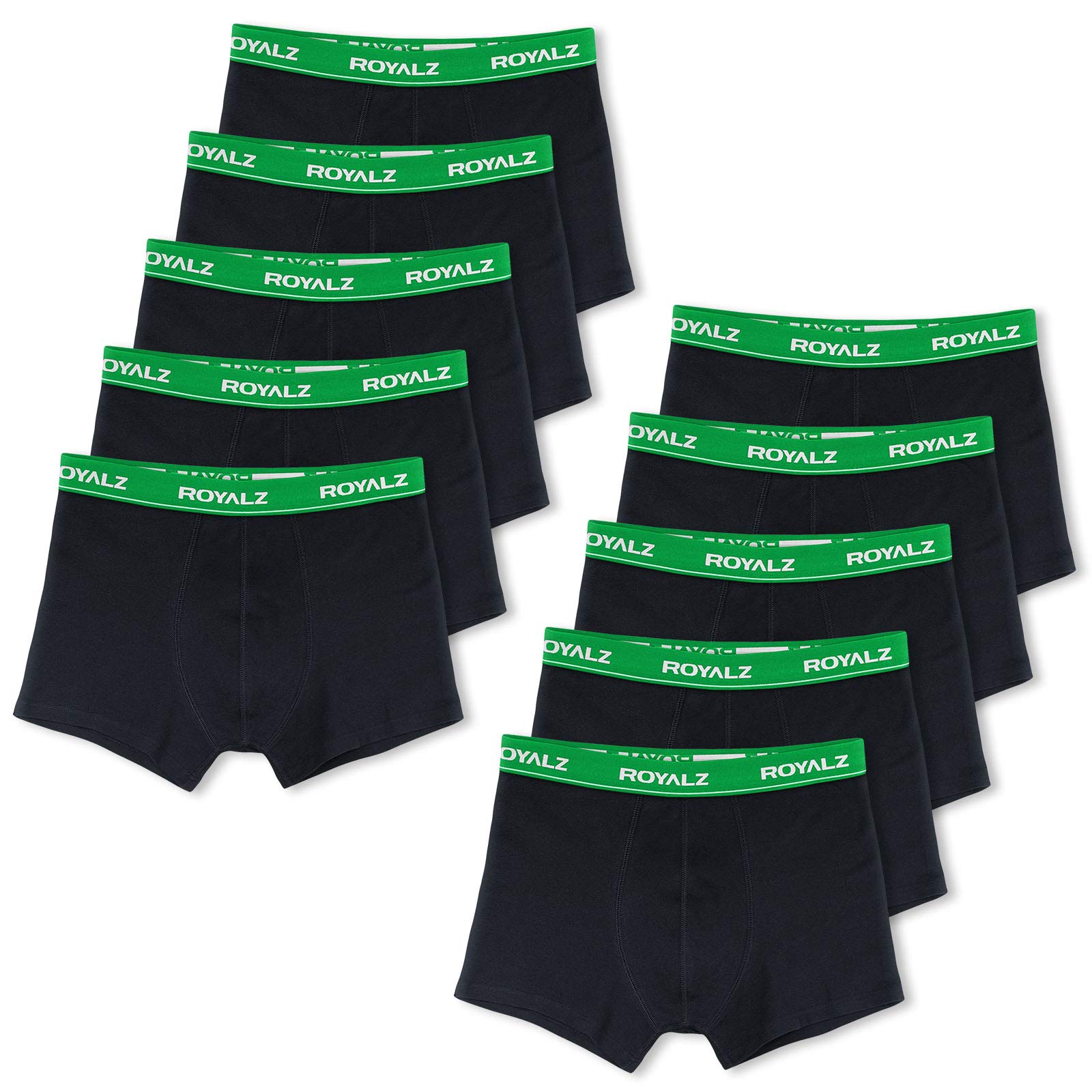 ROYALZ Boxer Shorts Hommes Boxer 10-Pack sous-vêtements Sportif-Moderne Design, Ensemble de 10 (95% Coton / 5% Elasthanne), Taille:S, Couleur:10 Bleu/Gris
