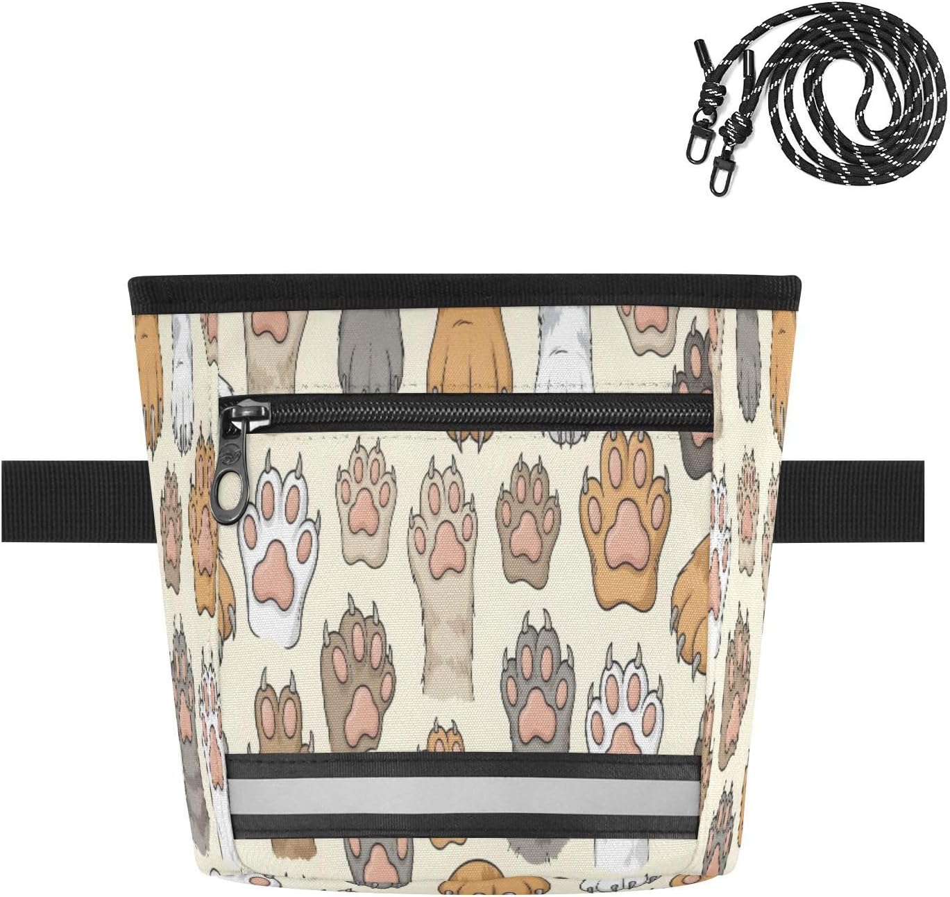 Kigai Cute Cats Paws Dog Treat Pouch for Training, Hands-Free Treat Bag with Magnetic Closure, Adjustable Waist Belt & Reflective Strip, Waterproof Puppy Snack Reward Bag for Pet Walking