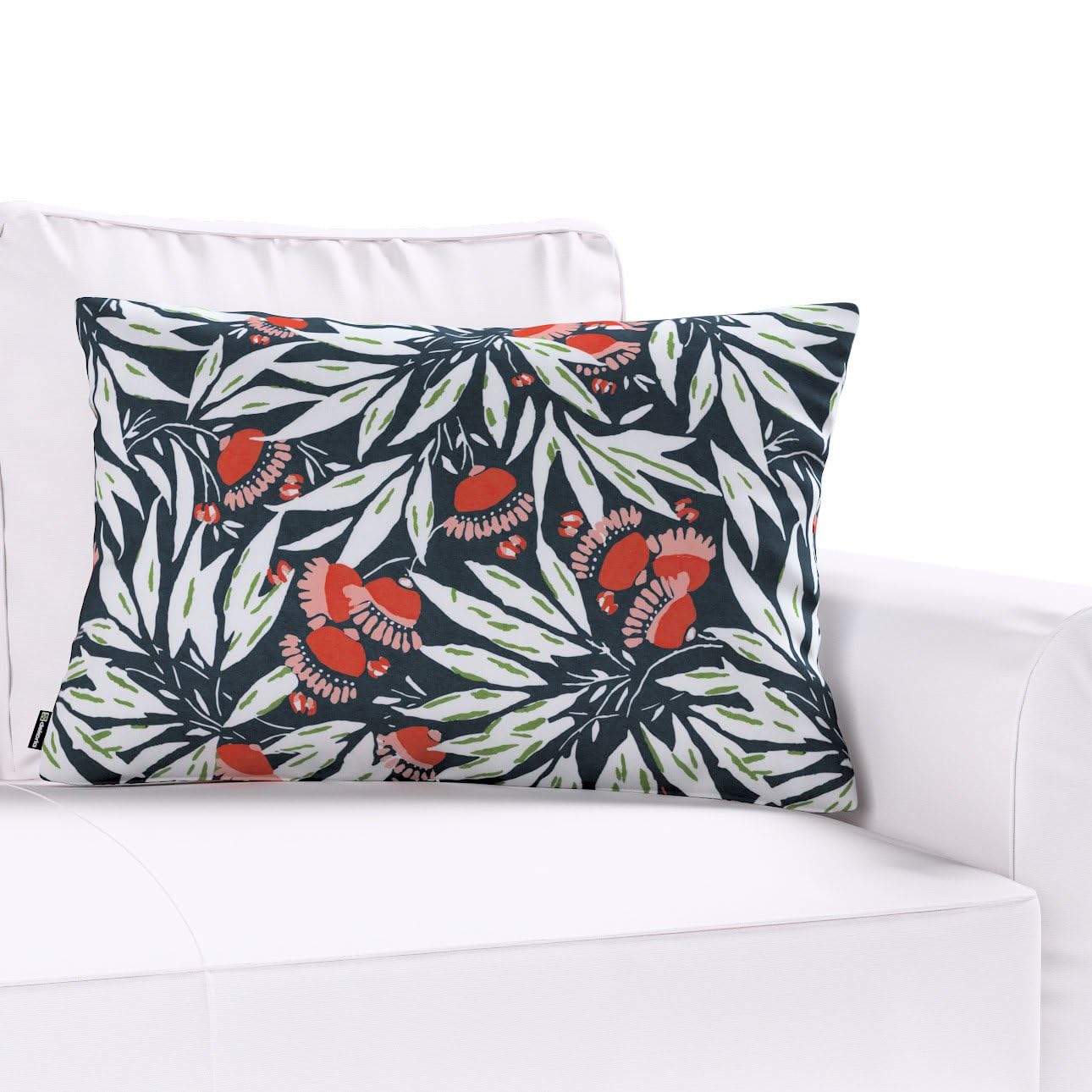 Dekoria Kinga Funda de almohada Rectángulo Fundas de almohada 60 x 40 cm flores sobre fondo azul marino