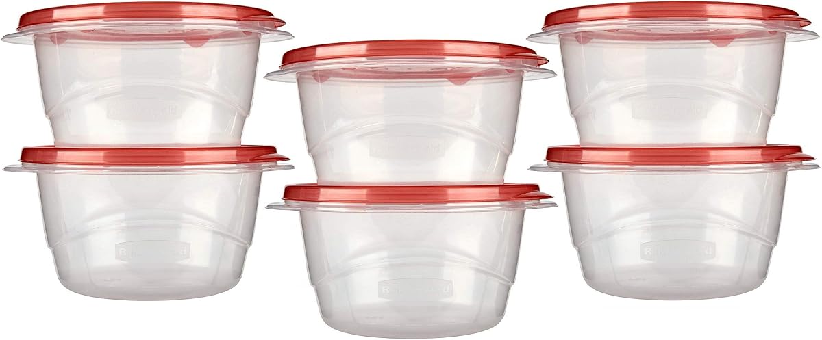Rubbermaid TakeAlongs Contenedores de almacenamiento de alimentos de tazón pequeño, 3,2 tazas, 2 unidades (paquete de 3) en total 6 contenedores