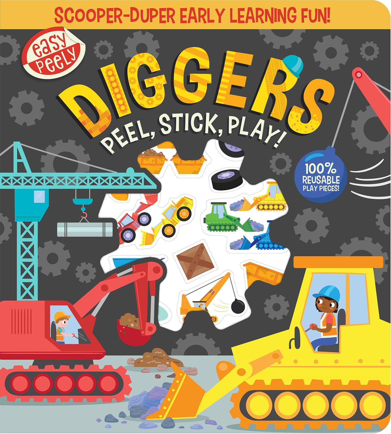 Easy Peely Diggers - Peel, Stick, Play! by Holly Hall (Board book)
